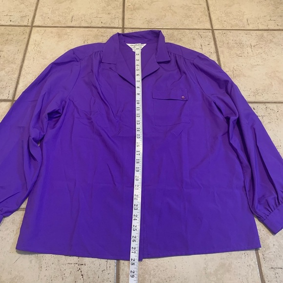VTG Ship 'n Shore Silken Wonder Purple Blouse Top Size 38 Poly Long Sleeve Retro - Picture 4 of 6